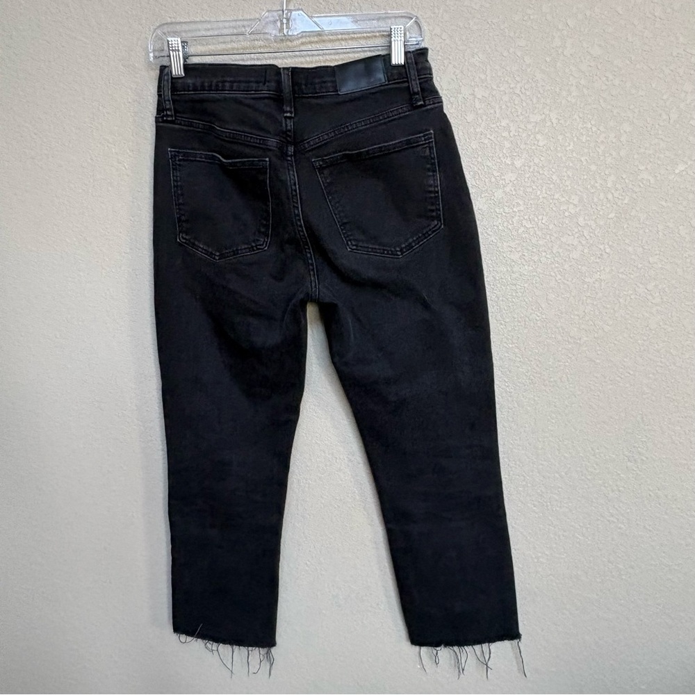 Madewell Black High Rise Slim Crop Boyjean Raw Hem Women’s 26P Dark Wash Denim - Picture 4 of 11